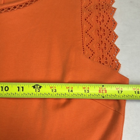 Talbots Women’s Size Medium Orange Lace Crochet Cap Sleeves Fit and Flare Dress - Picture 7 of 11